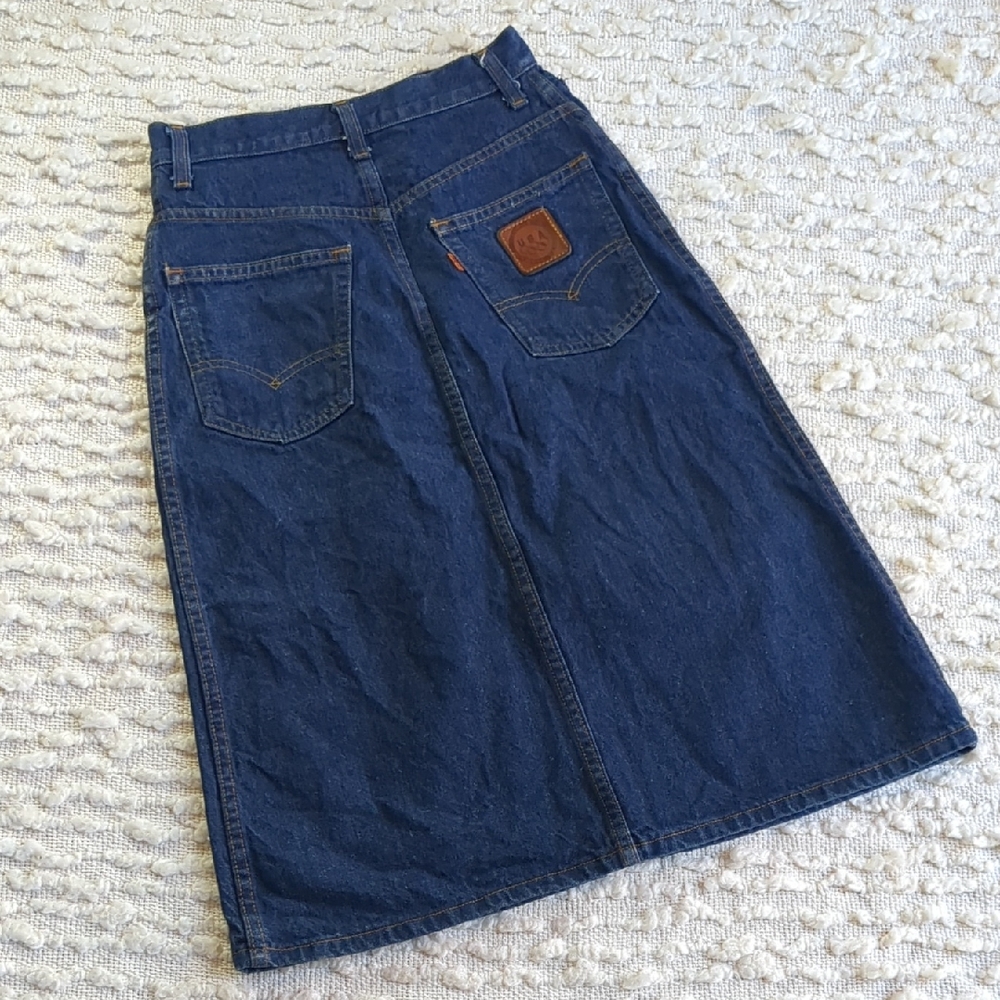 Classic Denim A-Line Skirt - Dark Blue